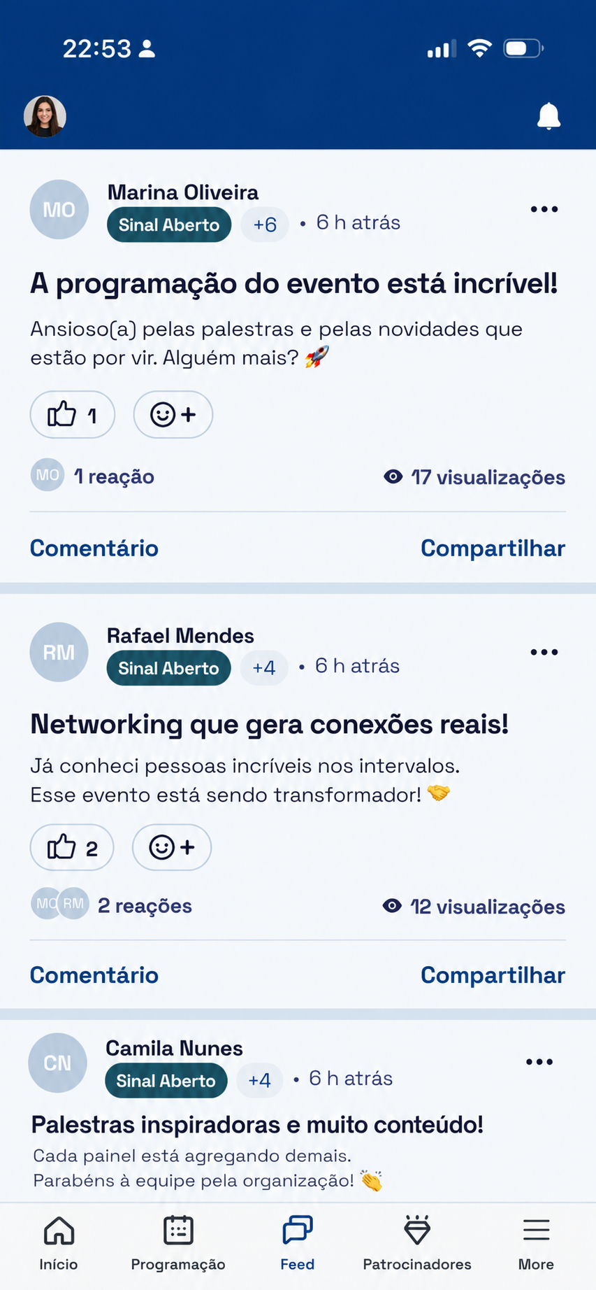 Feed real da comunidade TechFil