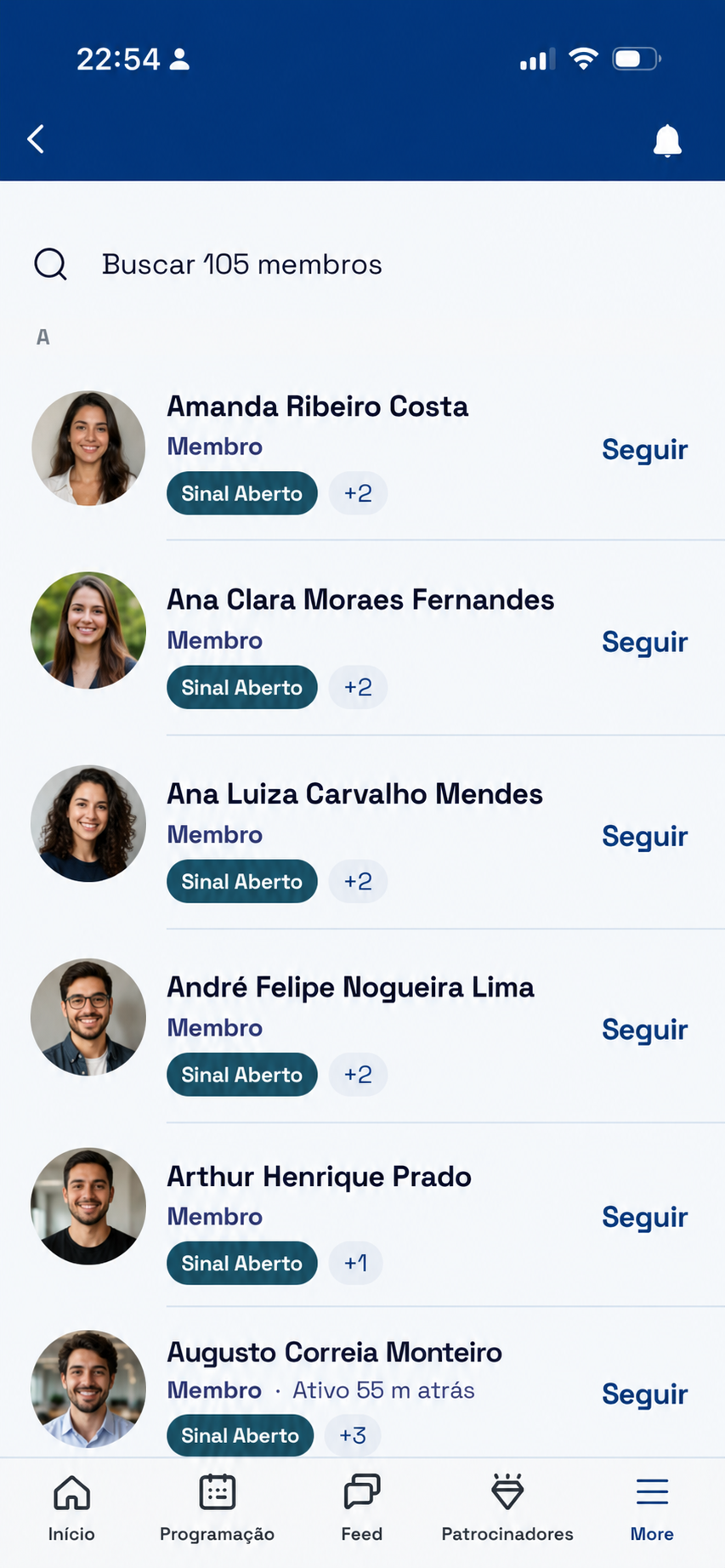 Lista real de membros da comunidade TechFil